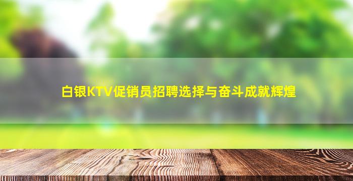 白银KTV促销员招聘选择与奋斗成就辉煌